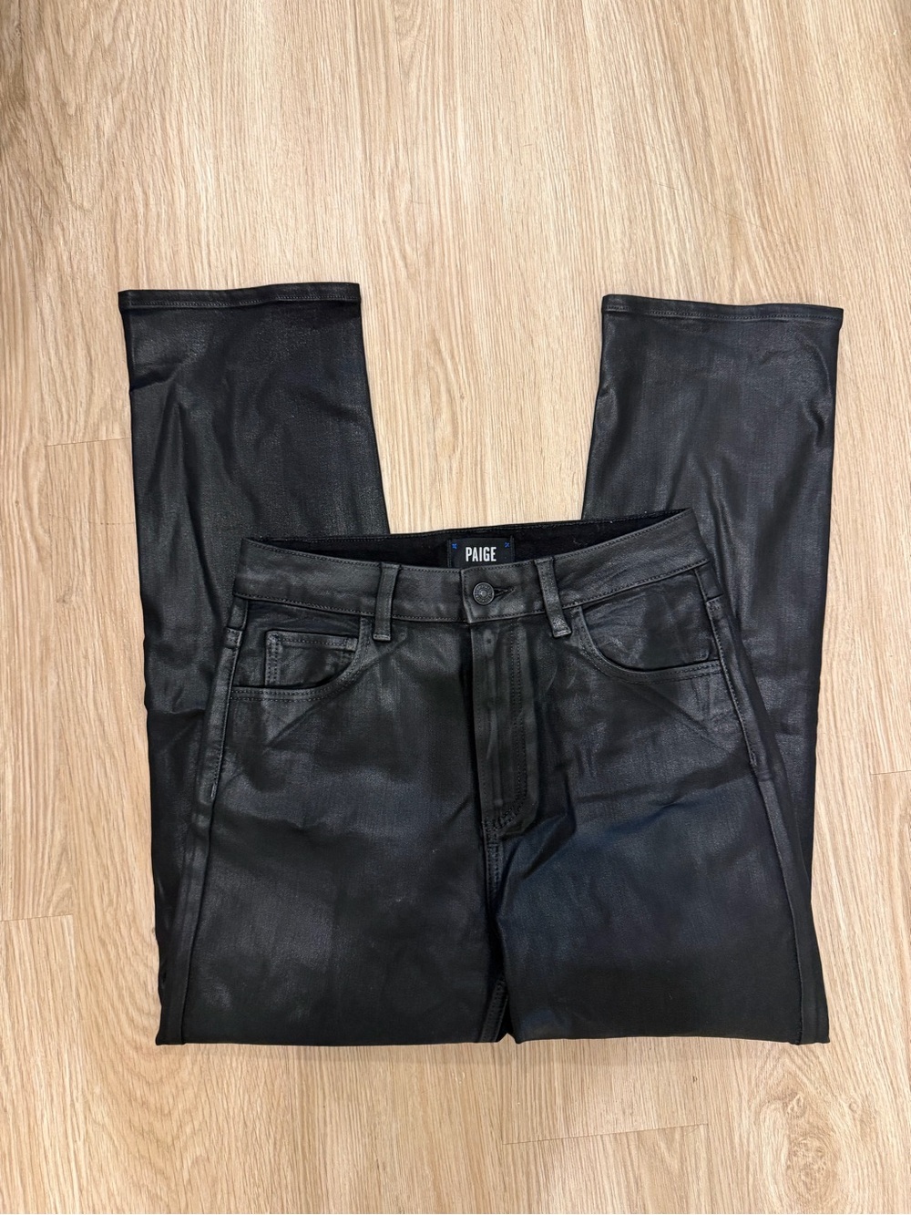 PAIGE Black Faux-Leather Skinny Men’s Jeans